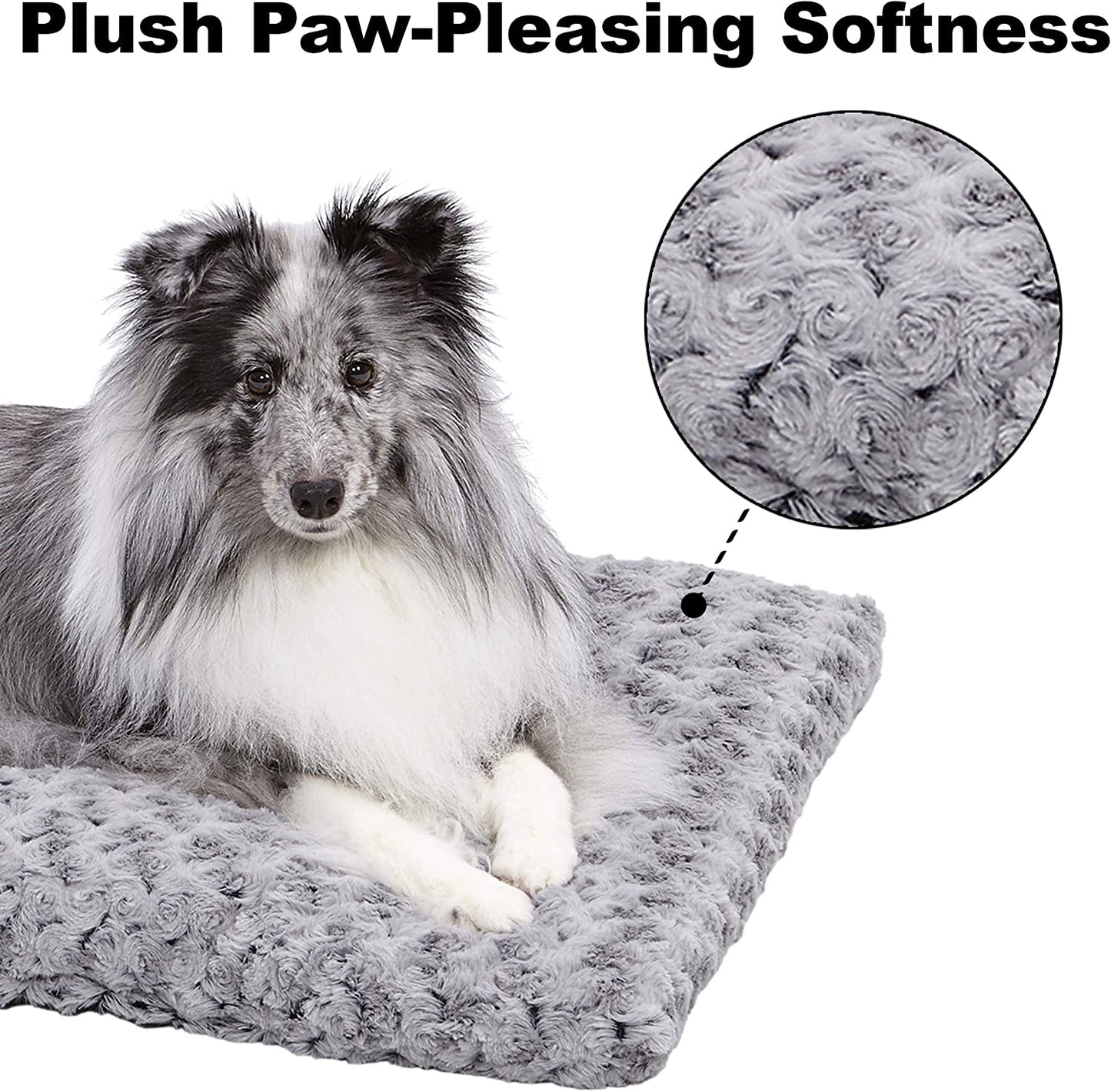 Cloud Comfort Plush Pet Bed – Gray Ombré Swirl, Machine Washable, Fits 36" Crates