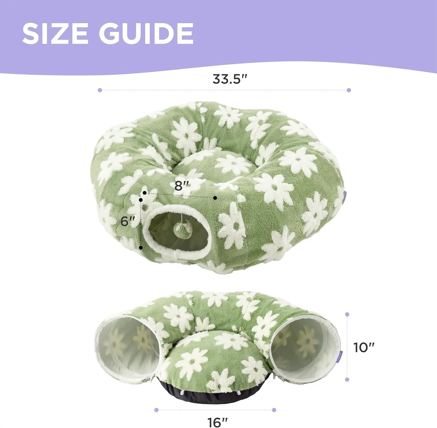 Cozy Cat Tunnel Bed for Indoor Cats – Soft & Cute Donut Tunnel with Washable Circle Cushion, 2-in-1 Pet Play Toy & Lounger