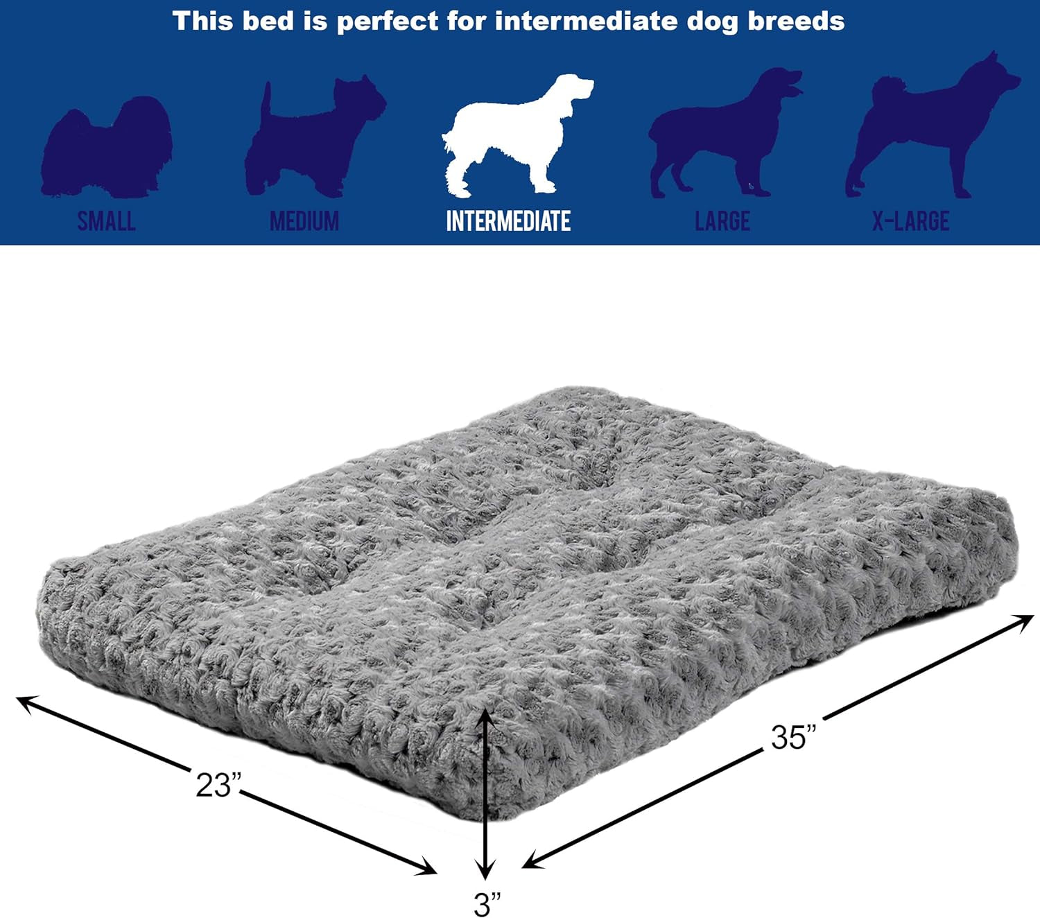 Cloud Comfort Plush Pet Bed – Gray Ombré Swirl, Machine Washable, Fits 36" Crates