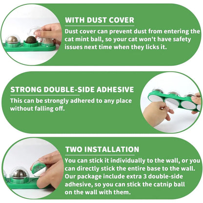 Catnip Toys Balls 4-Pack – Edible Silvervine Energy Balls for Cats, Healthy Dental Chew Toys & Teeth Cleaning Treats