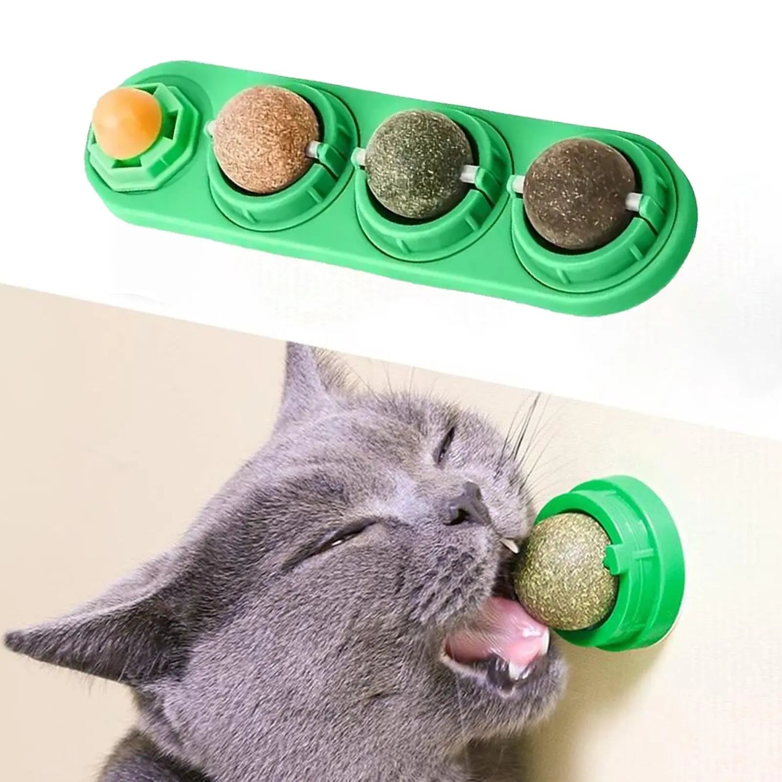 Catnip Toys Balls 4-Pack – Edible Silvervine Energy Balls for Cats, Healthy Dental Chew Toys & Teeth Cleaning Treats