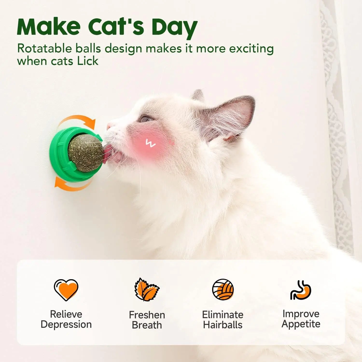 Catnip Toys Balls 4-Pack – Edible Silvervine Energy Balls for Cats, Healthy Dental Chew Toys & Teeth Cleaning Treats
